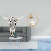 Tribal Bull Head Crystal Ball Sculpture Wall Hanging Art Metal Figurine Ornament for Office