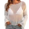 Women's Hollow Woven Short Loose Flared Sleeve Beach Smock Top
