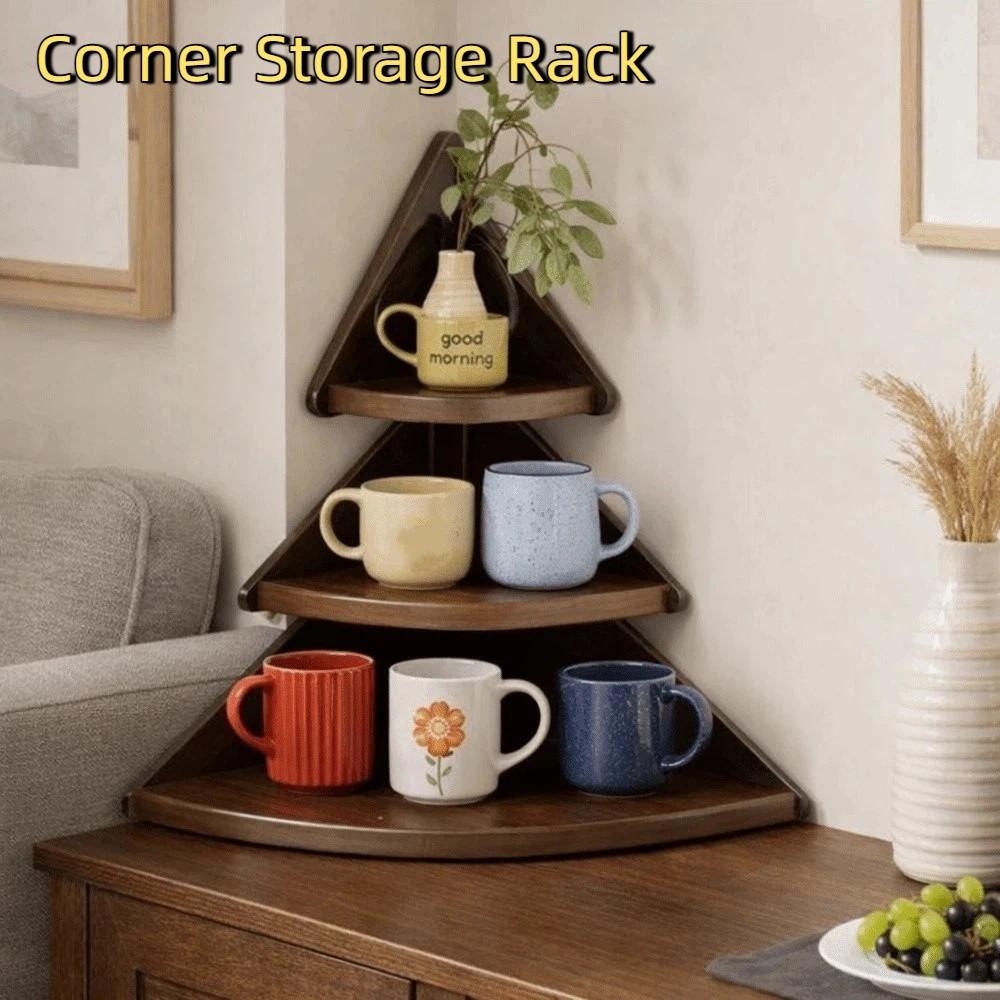 Wooden Table Corner Display Shelf Acrylic Cup Storage Rack Practical Mug Organizer  Office