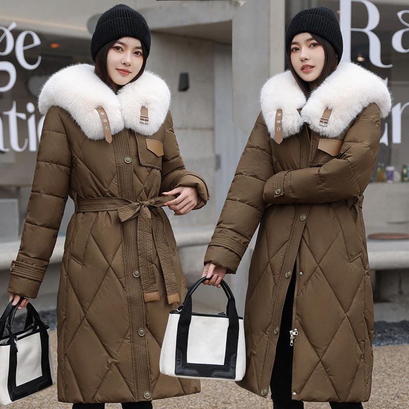 

Хлопковая куртка женская корейская свободная длинная выше колена хлопковая куртка зимняя плотная куртка 3XL коричневый