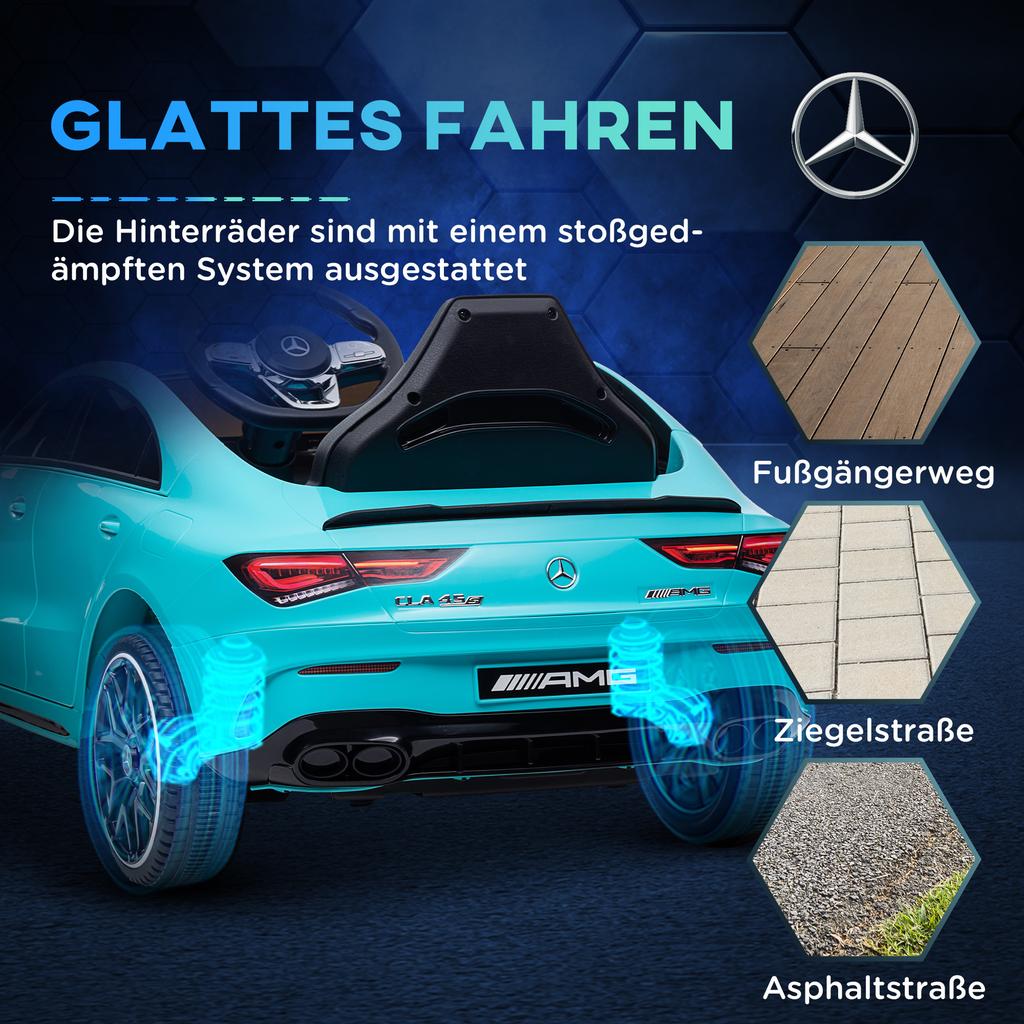 Kids Electric Car, Remote-Controlled, with Transport Wheels, LED Lights, Horn, for Children 3-6 Years, Light Blue