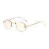 1pc Diamond Studded Letter F Frameless Oval Sunglasses Ins Street Pography Sunglasses Elegant and Fashionable