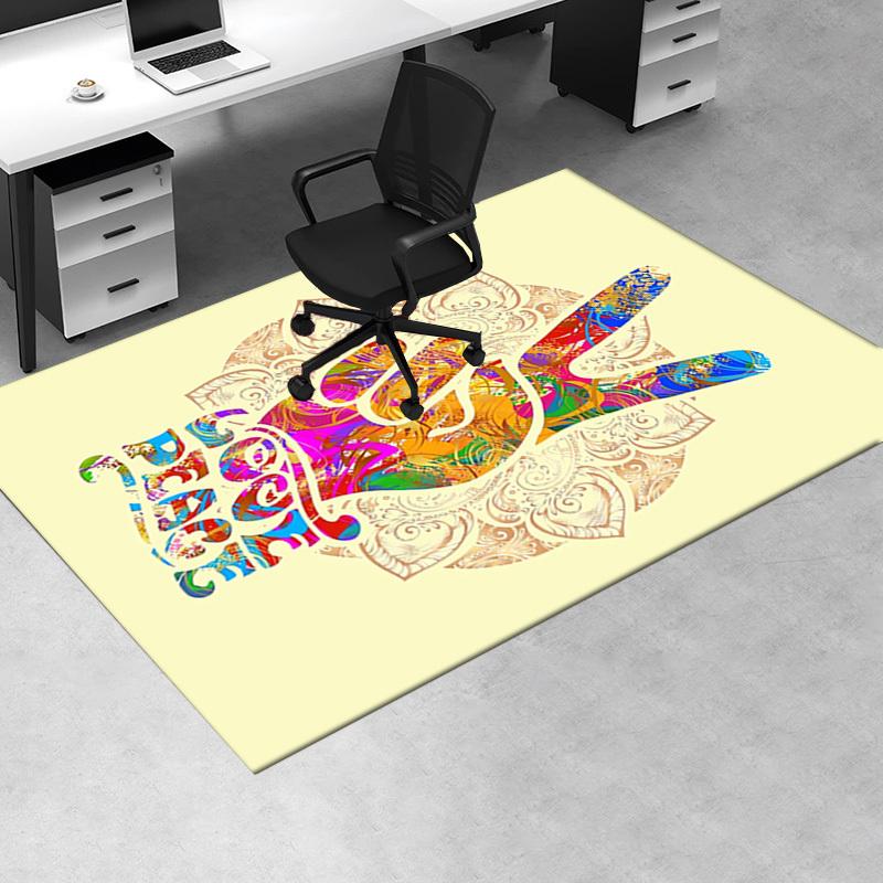 Office Carpet: Colorful Peace Sign Design with Intricate Patterns Perfect for Sofa Protectio
