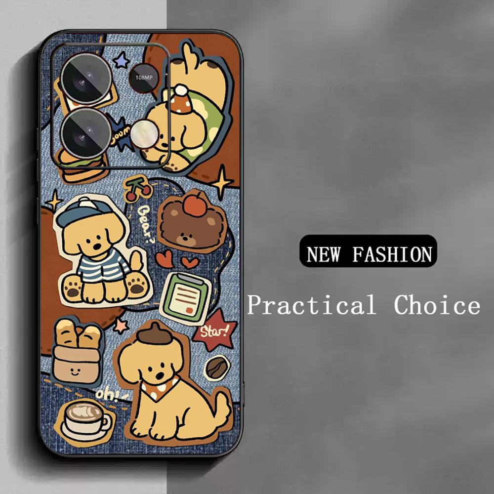 Cute Animal dog pattern lovely design  Phone Case For Redmi Note 14 13 12 11 Pro Plus S 5G 14C A3 Soft Black Phone Cover