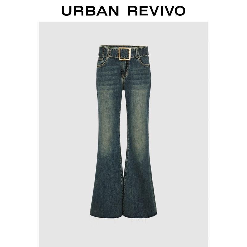 

UR 2025 Осень Женские Выбеленные Расклешенные Джинсы с Поясом 25