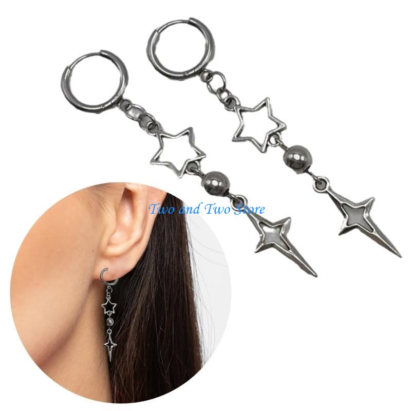 HX6F Lightweight Round Bead Pendant Earrings Adornment Gothic Ear Pendant Accessories for Fashion Enthusiasts CN