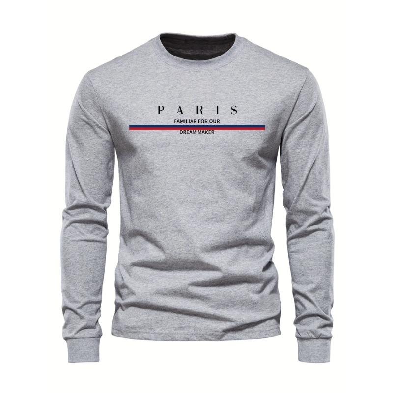 Men's Paris Print SWEATS Hoodies  Loose Fit Print Casual Round Neck Top Men's Autumn Winter Warm Round Neck Hoodie Pullovers & Long Sleeves Men’s
