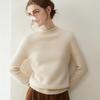 Women's 100% Pure Cashmere Sweater - Thickened, Half-High Neck, Rolled Hem, Solid Color, Loose Knit for Autumn and Winter.