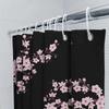 Cherry Blossom Shower Curtain Pink Floral Print Bathroom Decor Customizable Size Black Background Shower Panels Water Repellent