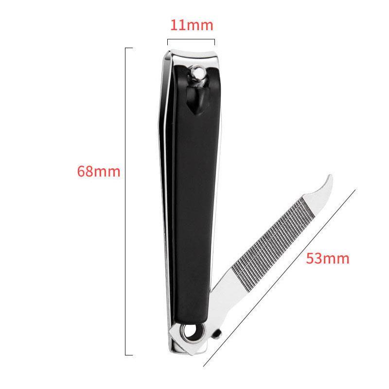 3 Sizes Nail Nipper Stainless Steel Black Fingernail Clipper Anti-Splash Manicure Cutter With Files Portable Manicure Tool