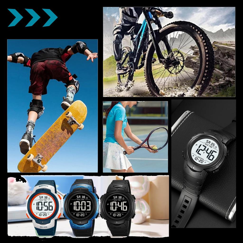 Men's Waterproof Digital Watch with LED Backlight, Alarm Clock, Stopwatch, and Large, Easy-to-Read Display