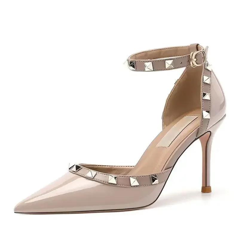 Women's Elegant New 2026 Style High Heels Sexy Strapless Cropped Studded Pointe Toe Shoes With Rubber Sole Adult Use