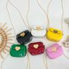 Cute Little Girls Mini Shoulder Bag For Kids Coin Purse Small Handbags Lovely Patent Leather Peach Heart Crossbody Shoulder Bag