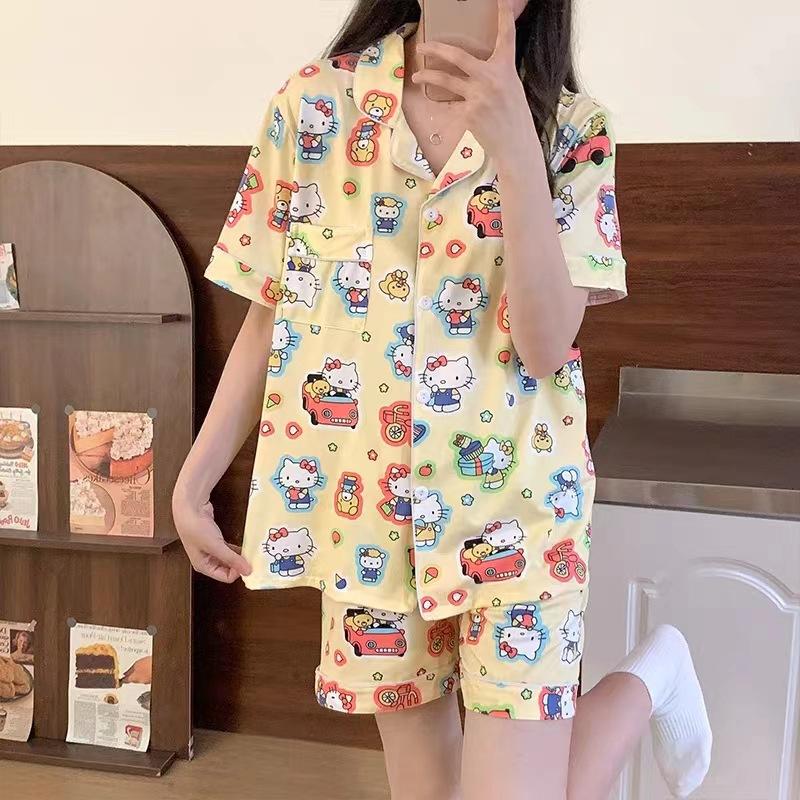 Jiikawa Wusachi Pajamas Women's Spring Summer Cotton Short Sleeve Student Loose Large Size Summer Small Hachi Loungewear
