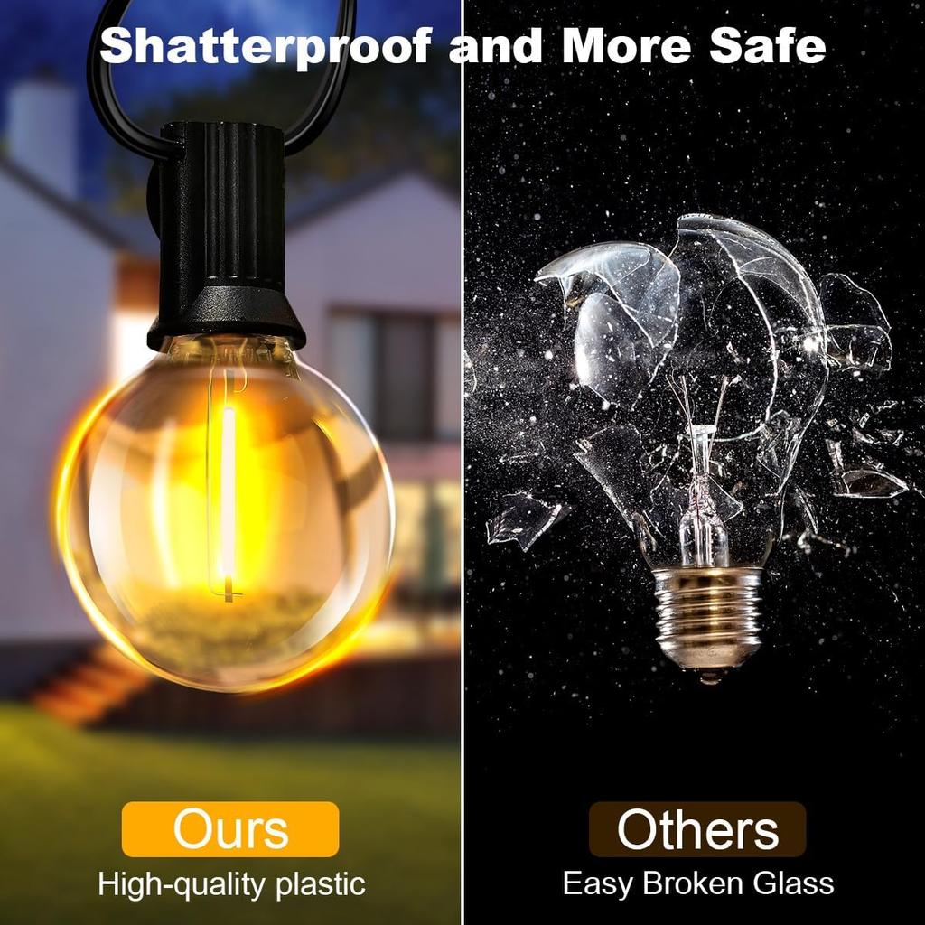 30M/15M/9M LED G40 Globe String Lights Outdoor, Plastic IP65 Waterproof Bulbs For Christmas Party Garden Decorative Garland Lamp