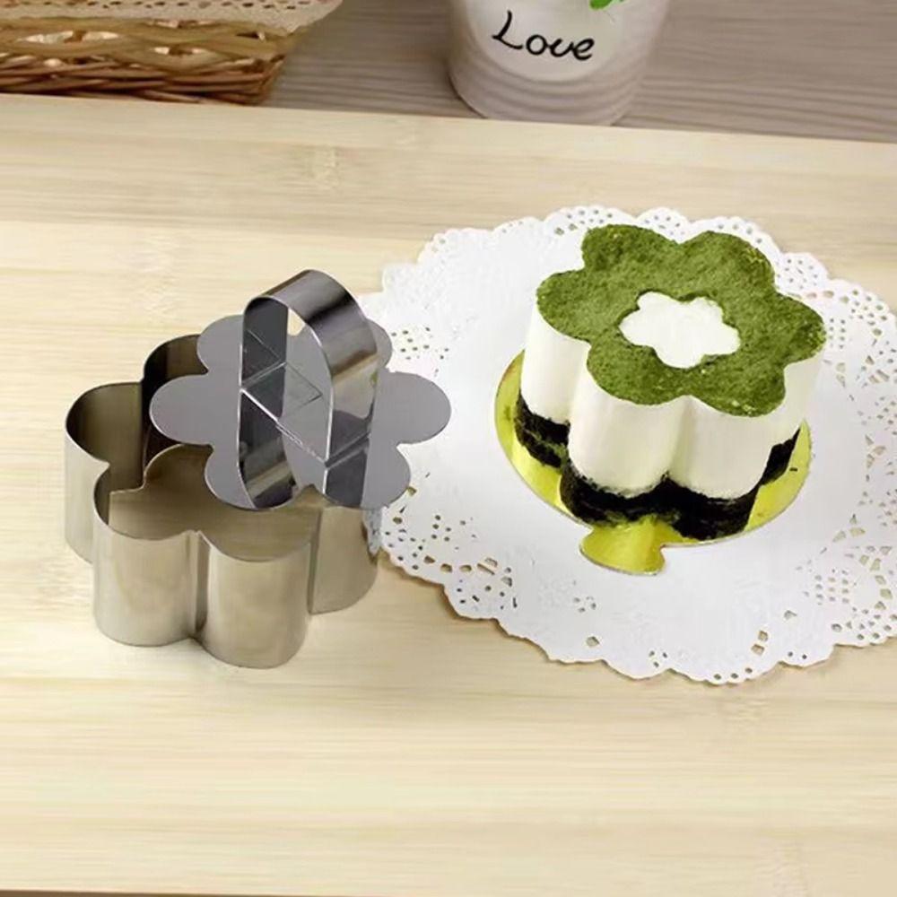 4Pcs DIY Baking Dessert Food Molds with Pushers Reusable Mousse Mold Cake Ring Mold  Kitchen Use