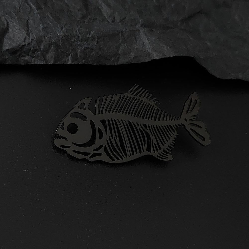 Elegant Stainless Steel Brooch Plated Corsage Pin Hollow Fish Bone Brooch  Clothes Accessories