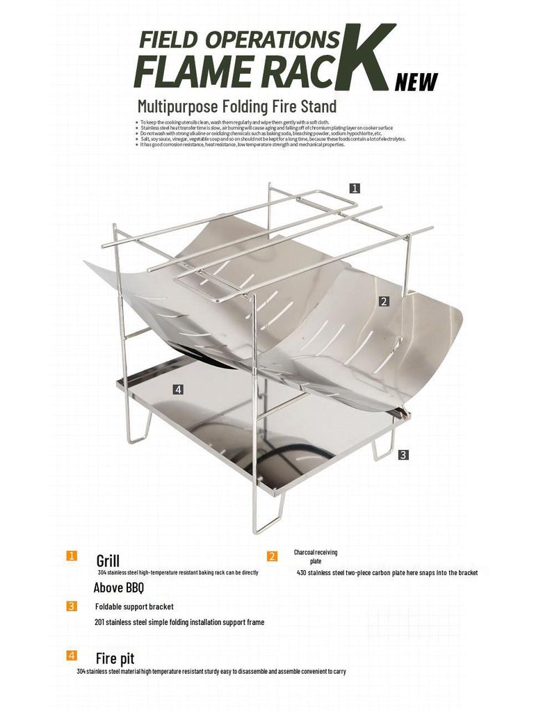 Ultra-Light Foldable Portable Barbecue Fire Pit and Stove
