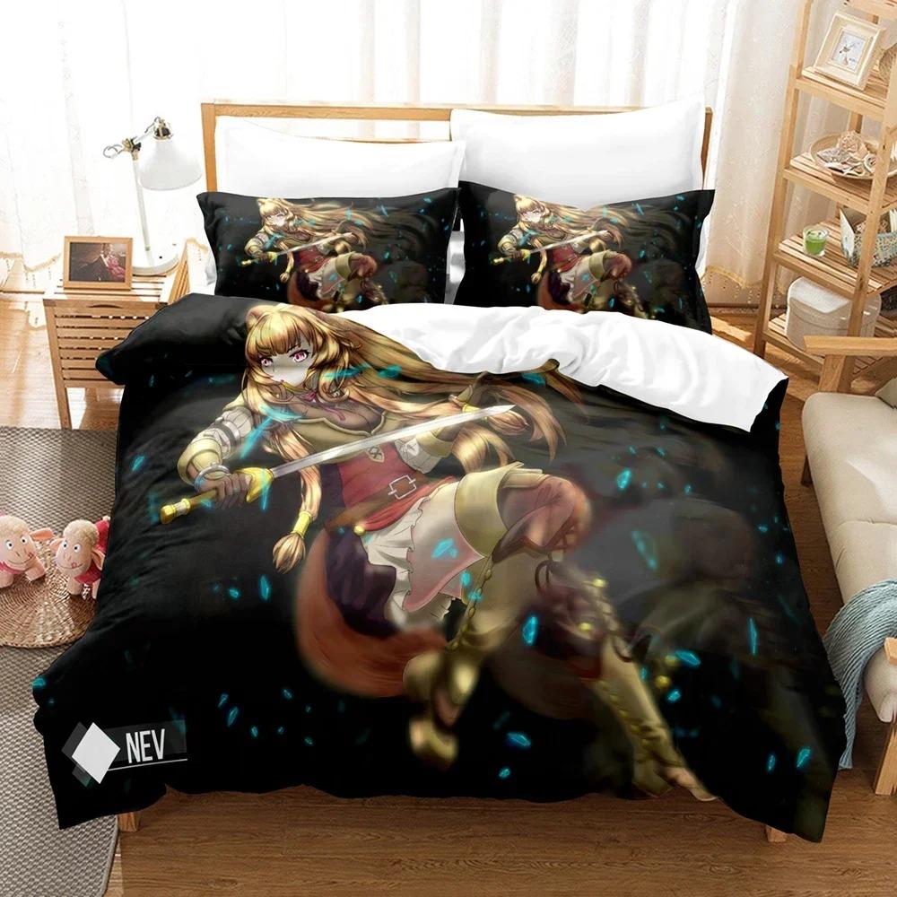 

3D Printed The Rising of the Shield Hero Beding Set Soft Duvet Cover Double Twin Ful Quen King Adult People Children Kids Bedclothes Comfortable Quilt 100*200cm Single