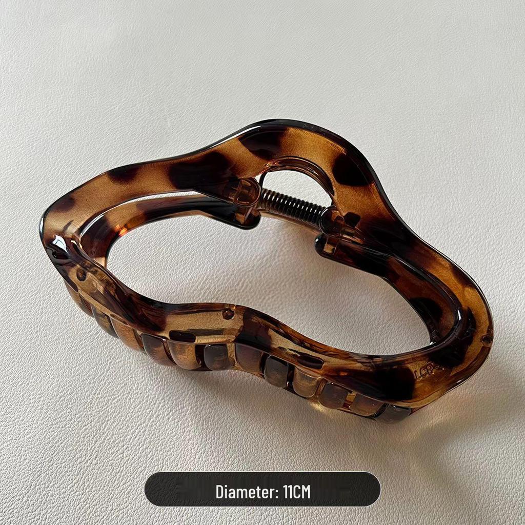 Korean Leopard Print Bow Hair Claw: Extra Large High-End Half Updo Clip for Women