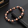 Unisex Pure Red Copper Black Magnetic Bead Bracelet - Single Circle Round Bead Jewelry Gift.