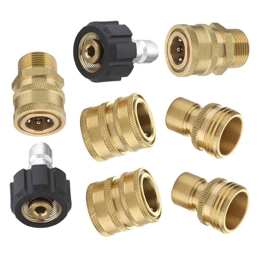 8PCS Pressure Washer Adapter Quick Release Coupling Set M22 3/8 IN 3/4 Inch High Pressure Washer Adapter Kit