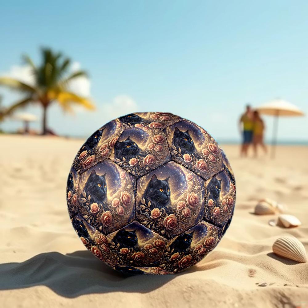 1pc Black Cat Roses Durable Size 5 Soccer Ball Professional Match Training Football Indoor &Outdoor Sports Ball P60170