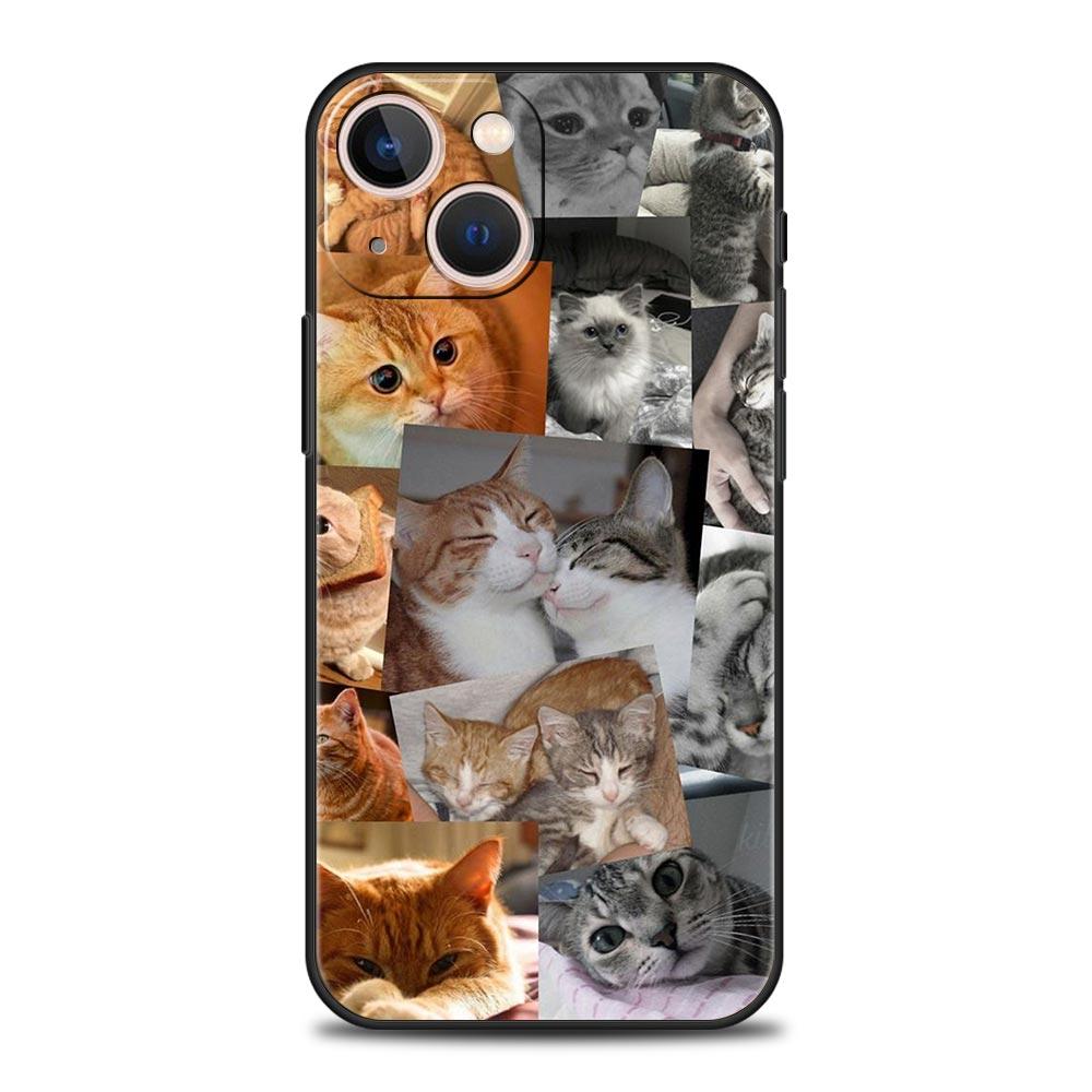 Cute Cat Photo Collage Print Phone Case for iPhone 17 16 15 14 13 12 11 16E Series Pro Max Plus Double Layer Protection