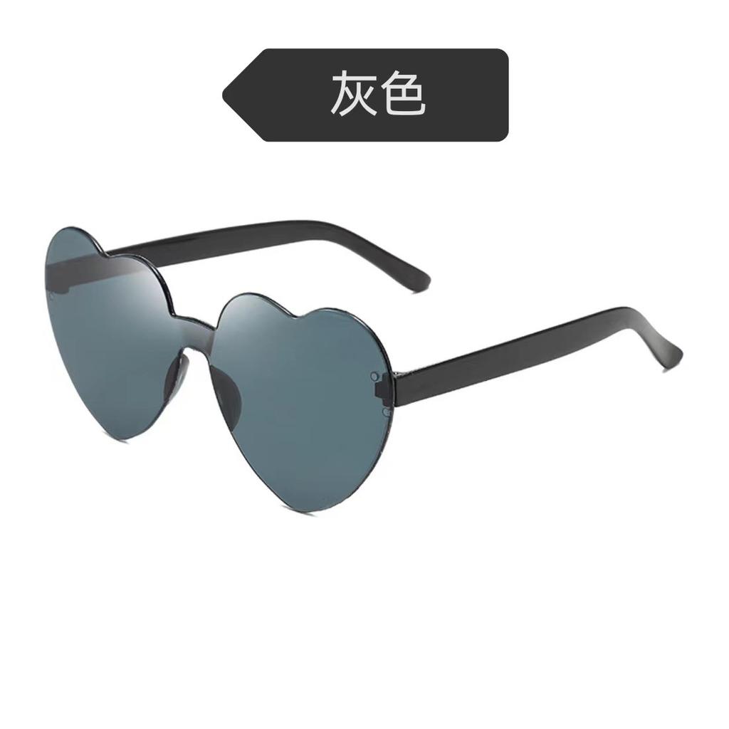 Peach Heart Sunglasses Love Glasses Trend Frameless One-Piece Marine Film Dazzling Color Sunglasses