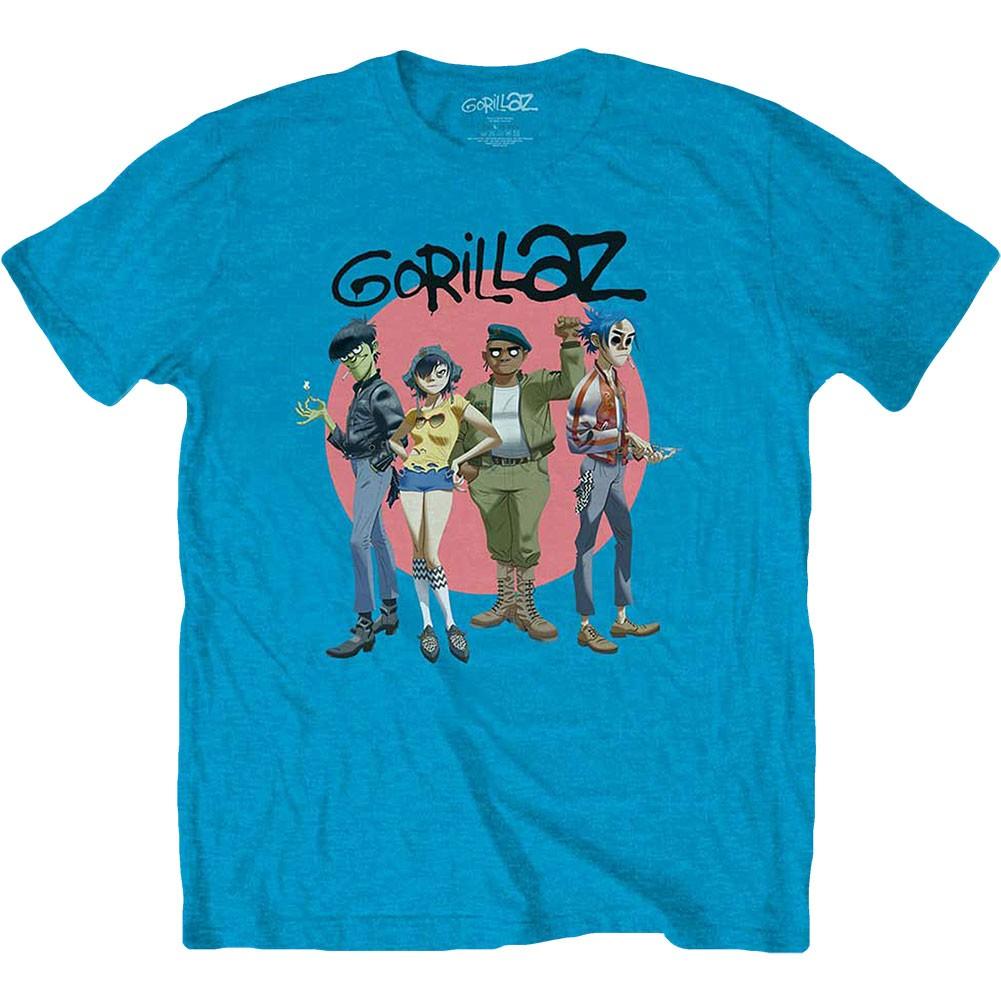 Mens Gorillaz Group Circle Rise Slim Fit T-shirt XX-Large Sapphire S