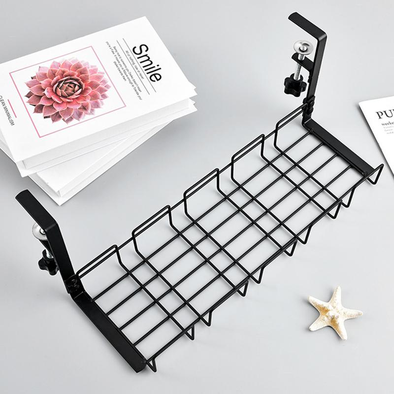 Under Table Storage Rack Metal Cable Management Tray Home Office Desk Wire Organizer No Punching Kitchen Storage Accessories New