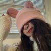 Unisex Ear Protect Plush Hat Long Bunny Ear Shape Hat Warm Fluffy Winter Plush Warm Skiing Supplies for Adult Teens