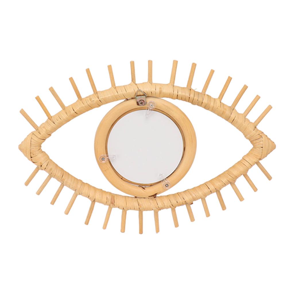 Eye Shaped Wall Mirror, Rattan Eye Mirror Symbolic Elegant Crafted Ornaments for Home Hotel Bathroom Decoration