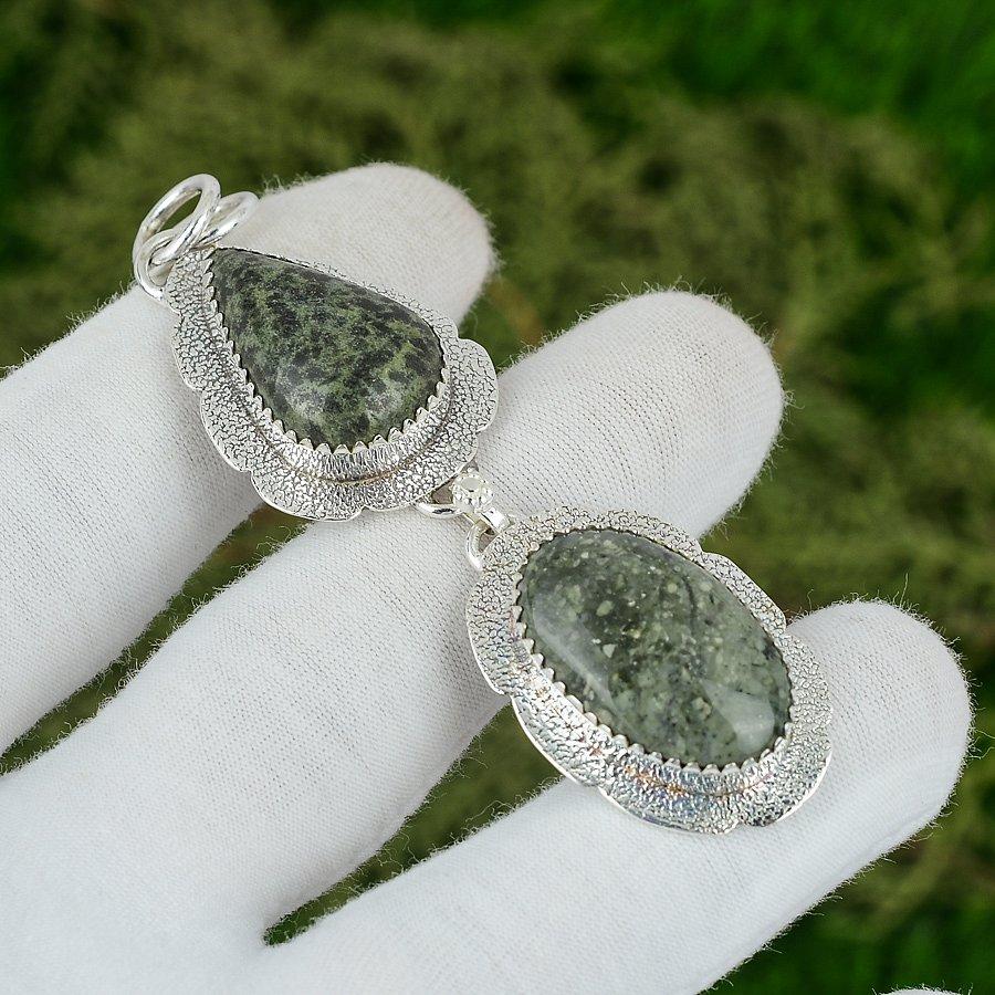 

Sterling Silver Pear Natural Kambaba Jasper Daughter Bezel Boho Pendant Jewelry