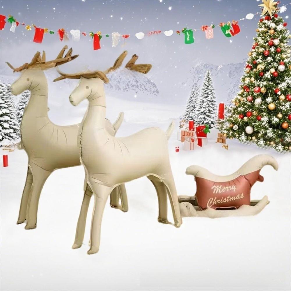 New Standing Christmas Balloon Matte Frosted Navidad Standing Balloon New Year Sled Elk Window Decoration Shop Store