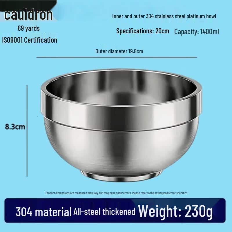 304 Stainless Steel Double-Layer Rice Bowl