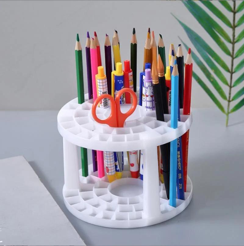 1Pc 49 Holes Paint Brush Pencil Stand Watercolor Paint Brush Holder Stand Painting Supplies For Students Desk Organizer