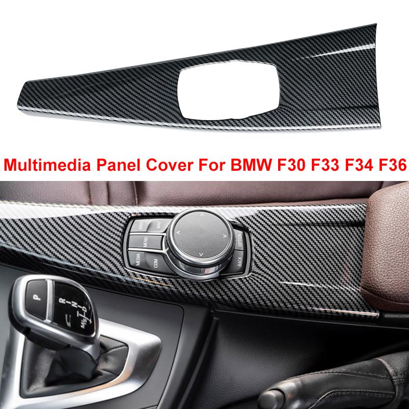 Carbon Fiber Media Panel Cover for BMW F30 F34,Car Center Console Knob Frame Trim Sticker for Interior Styling