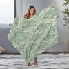 Grünes geometrisches Blumenmuster Flanell bedruckte Decke geeignet für alle Jahreszeiten geeignet für Wohnzimmer Büro Sofa und Reisen