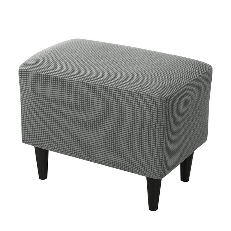 

1Pc Footstool Solid Color Storage Slipcover Rectangle Sofa Protector Polyester/Spandex Chair Cover Stretch Stool темно-сірий колір
