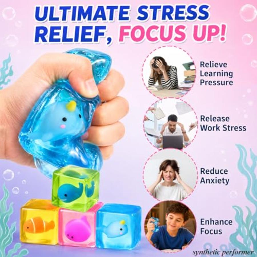 Stress Cube Fidget Toys 4 Pack Sensory Squishy Stress Relief Toys For Adults And,Soft Squeeze Anxiety Relief Fidget Toys For Ad