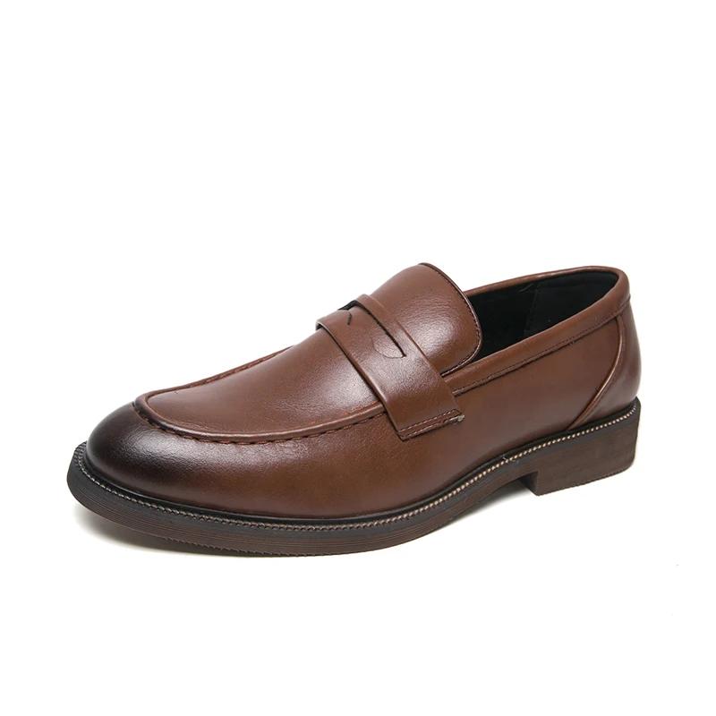 Men's Loafers Business Dress Leather Shoes Men's Brand Brown Oxford Shoes High Quality Soft Flat Casual Shoes mocassin homme