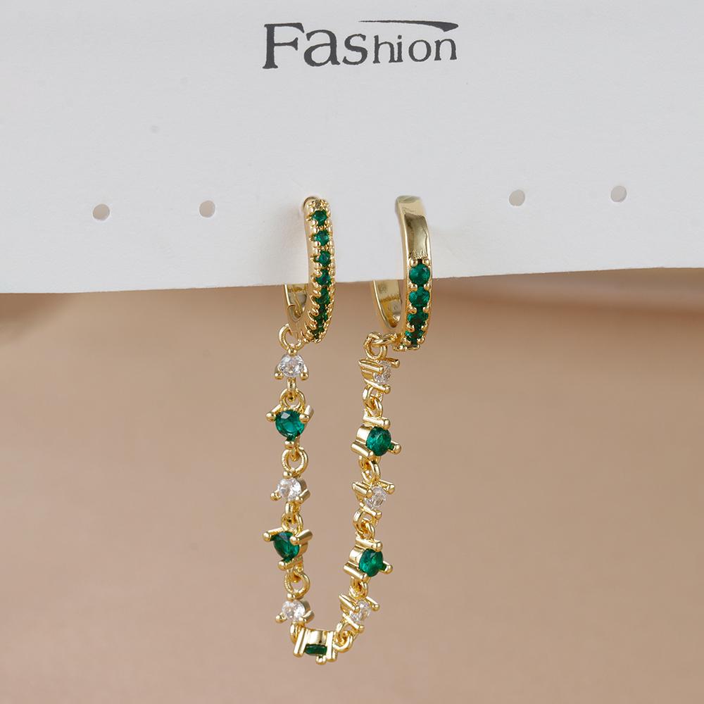 Fashion Stainless Steel Cubic Zircon Heart Dangle Earrings for Women Geometric Circle U-shaped Earrings Ear Piercing Jewelry