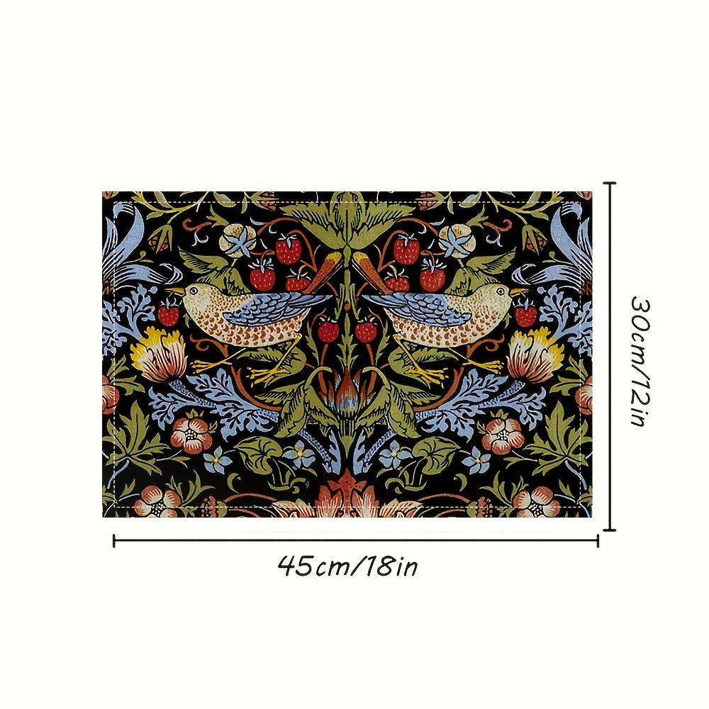 Retro Flower and Bird Meal Mat British Morris Table Mat Medieval Countryside Style Thermal Insulation Non slip Meal Mat