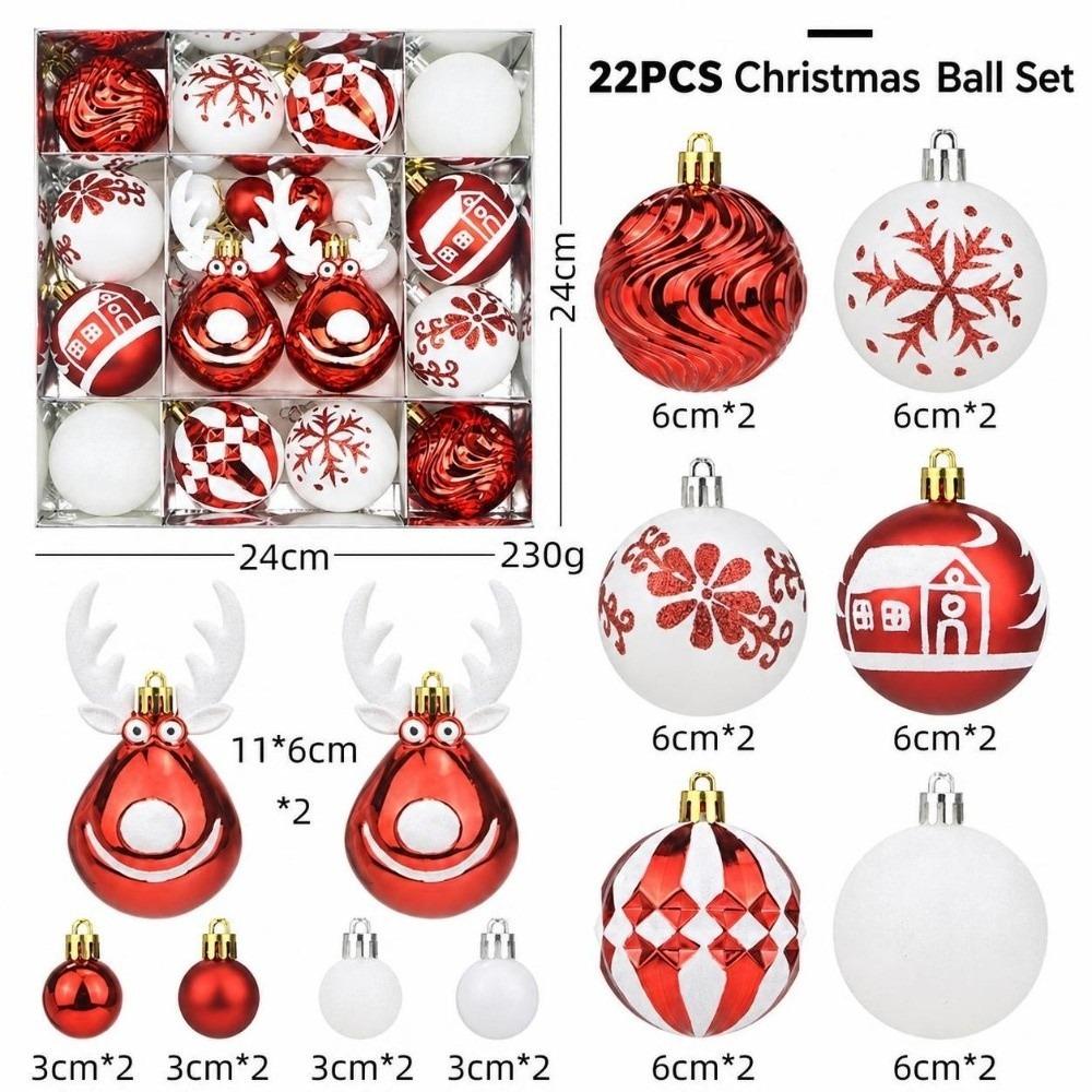 22Pcs/Set 6CM Christmas Ball Shiny Xmas Baubles Durable Christmas Pendant Decorations  Storefront