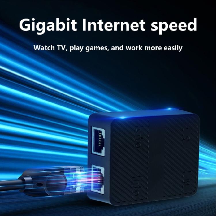 Gigabit Ethernet Splitter 1 to 2 networking Ethernet Splitter LAN Splitter with Power Cable RJ45 Splitter 100/1000Mbps