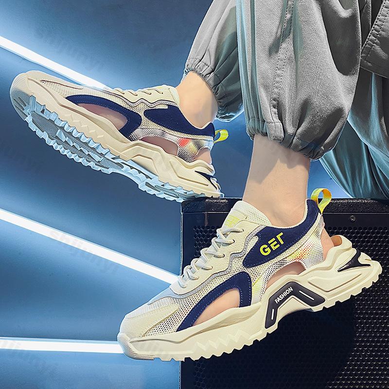 Fashion Men Sandals Mesh Breathable Shoes Men's Comfortable Non-slip Trendy Casual Sandals 2025 New Hollow Men's Sneakers Sandal