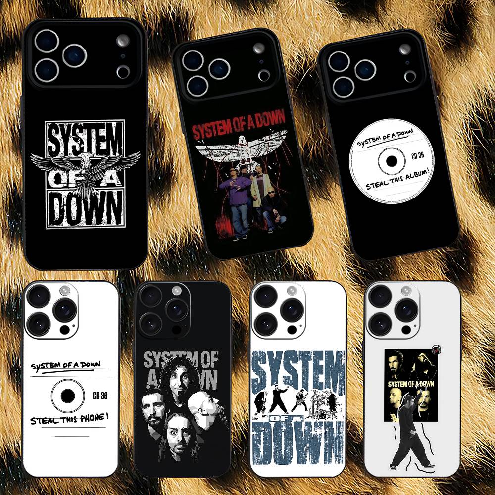 S-System of a Down Rock Band Phone Case For iPhone 17,16,15,14,13,12,11,Pro,XS,Max,XR,Plus,E,SE4,Mini Black Soft Cover
