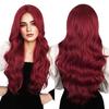 New Wig European American Women Front Lace Synthetic Headband Small Wine Red Medium Split Long Curly Hair