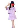 Girls' Summer 2024 Polo Collar Letter Top & Pants Set